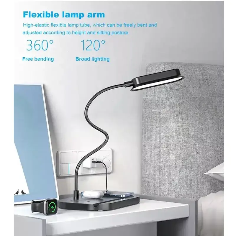E-LIGHT T8 5W Flexible Desk Lamp with 15W Wireless Charger Photo 5