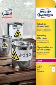 Самоклеящиеся этикетки Avery Zweckform L4717-20, скругленный прямоугольник, 210 x 148 мм, белые, 40 шт.