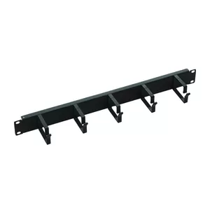 Cable management panel LOGON RAO105BL Black Aluminium 48.3 cm