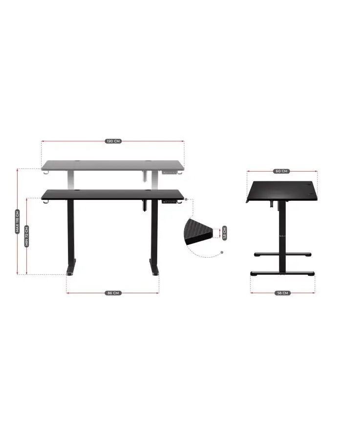 Huzaro Hero 8.2 Black игровой стол 1200x600 MDF Photo 14