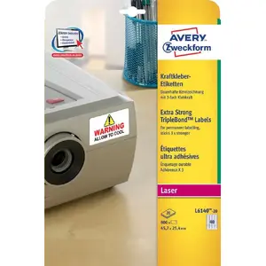 Self-adhesive labels Avery Zweckform L6140-20 — Rounded rectangle, Permanent, White, 800 pcs