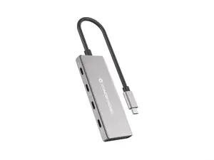 Conceptronic HUBBIES16G USB 3.2 Gen 2 Type-C interfeisa centrmezgls ar 4 portiem, datu pārsūtīšanas ātrums 10000 Mbit/s, alumīnija korpuss, pelēks