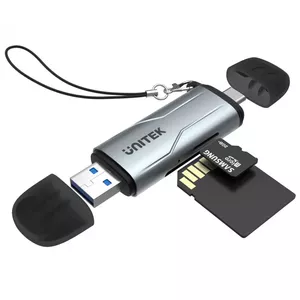Kārtu lasītājs UNITEK R1010A USB 3.2 Gen 1 Type-A Type-C Pelēks MicroSD SD