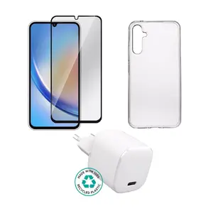 Зарядное устройство eSTUFF ES-KIT-SAMGALA34 Мобильное устройство Внутреннее AC Прозрачное Белое USB Type-C