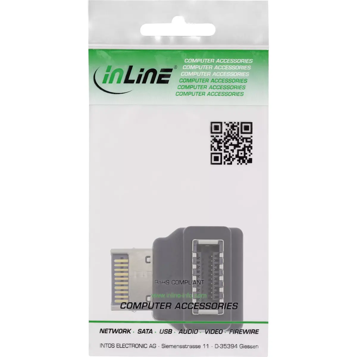 InLine USB 3.2 adapteris iekšējais priekšējais panelis USB-E male uz USB-E female 90° Photo 3