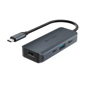 HYPER HD4001GL USB-C interface hub with 10000 Mbit/s data transfer rate and 60 Hz maximum refresh rate in blue and grey