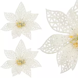 Springos CA0723 Round Christmas Ornament Poinsettia Decoration