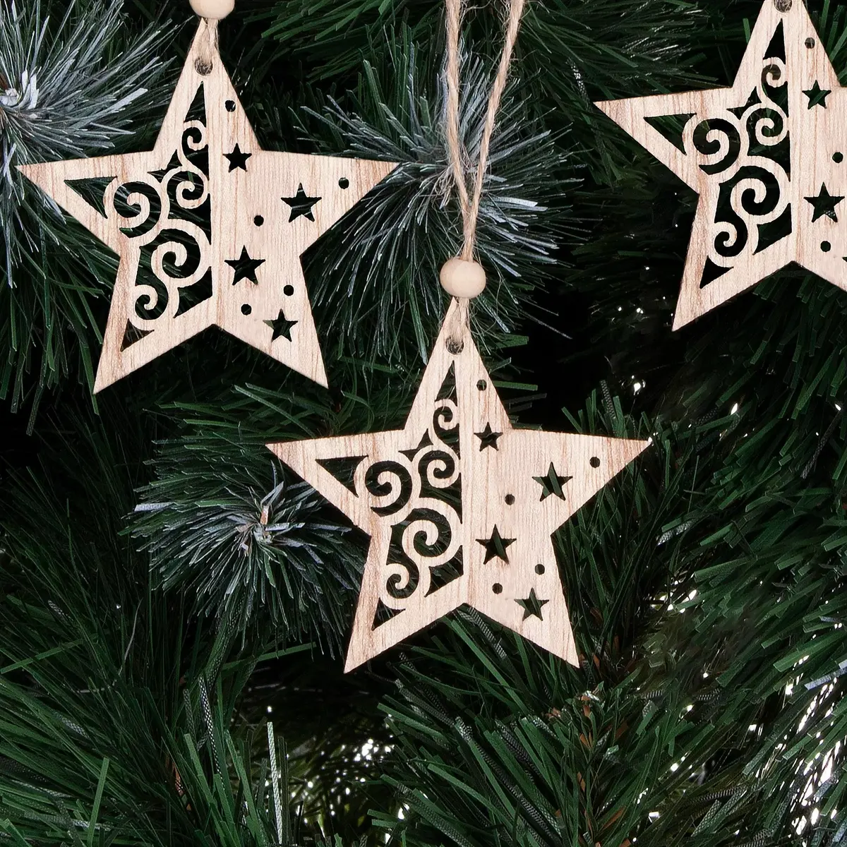 Springos CA0665 Wooden Star Decorations (6 Pieces) Photo 5
