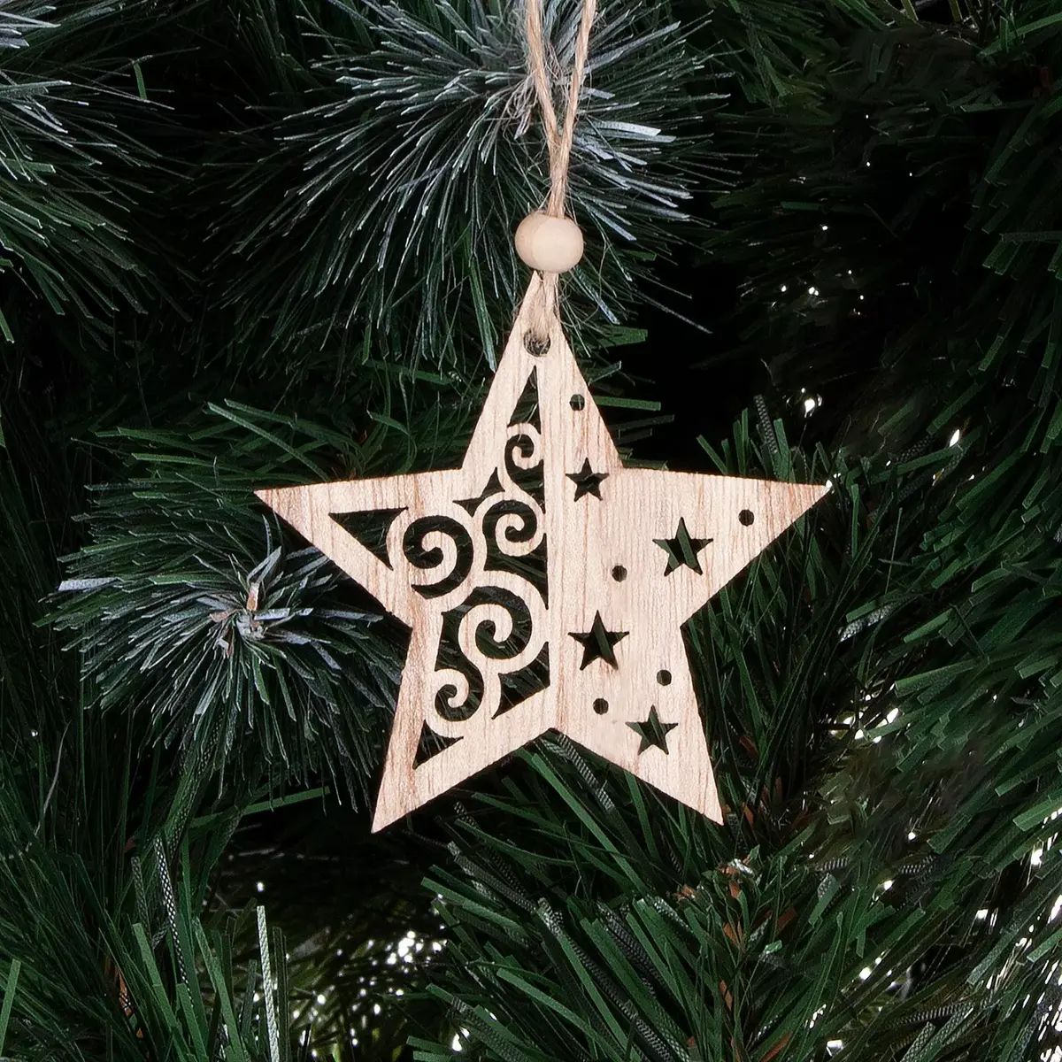 Springos CA0665 Wooden Star Decorations (6 Pieces) Photo 7