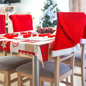 Chair cover Springos HA0200 — universal festive Christmas design for dining and banquet chairs