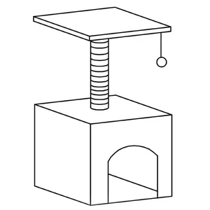 Cat tree Springos PA1032 62 cm with house — compact cat tower with enclosed house, Springos PA1032