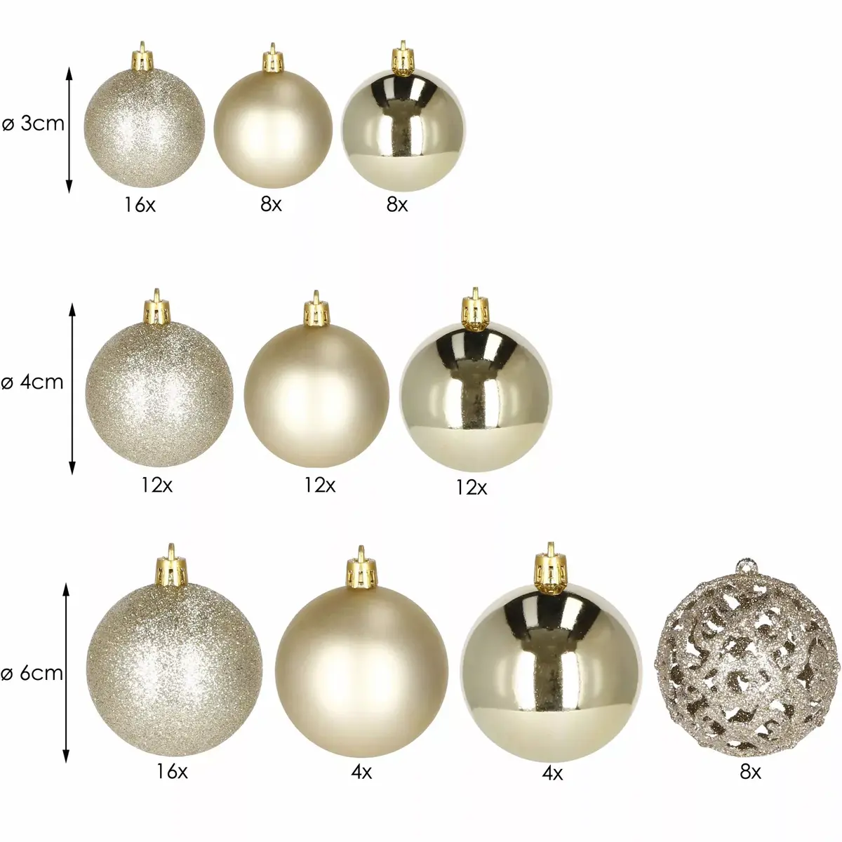 Springos Christmas balls CA0132 — 100 gab., 6/4/3 cm Photo 3