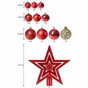 Набор елочных шаров Springos CA0122, 100 штук, красный, размеры 6/4/3 см