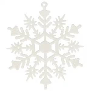Springos CA0775 Christmas Snowflake Ornaments, 10 cm, White Glitter, 3 Pieces