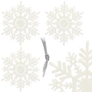 Ziemassvētku sniegpārsliņu rotājumi Springos CA0775, 10 cm, balts gliteris, 3 gabali