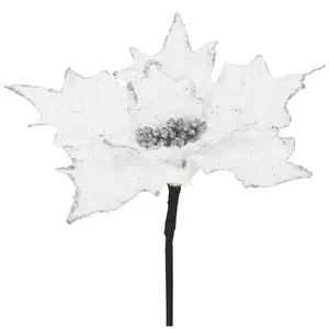 Ziemassvētku rotājums Springos Puansetijas zieds, mākslīgais, 26 cm