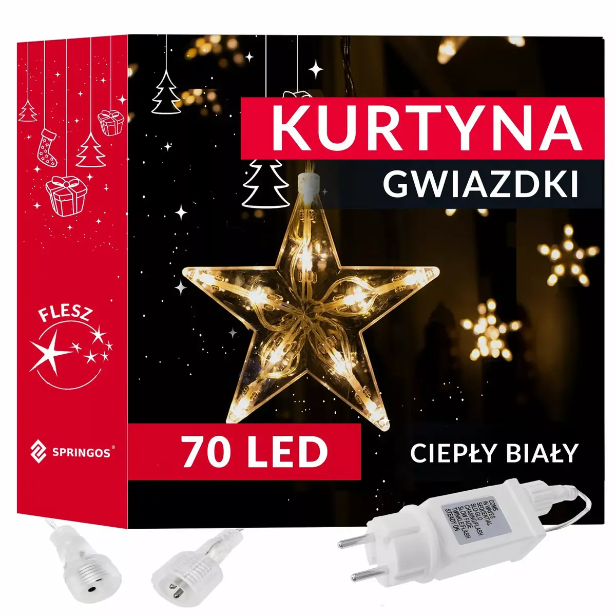 LED zvaigžņu aizkars Springos CL4016 — 70 LED Photo 2