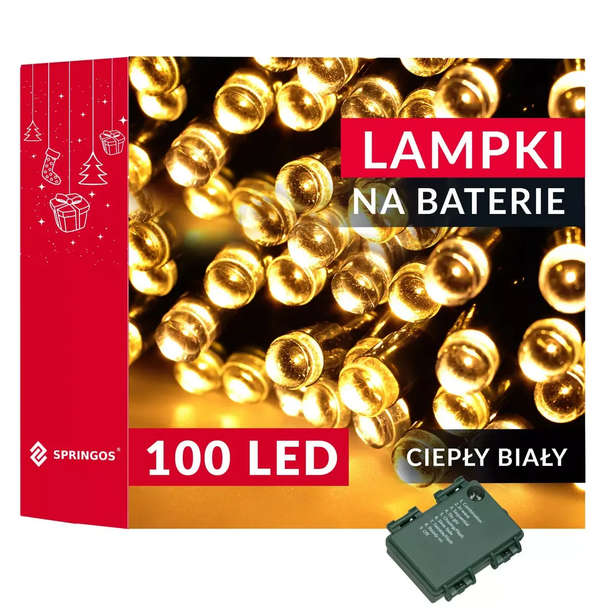 LED bateriju lampa Springos CL4030 — 100 LED Photo 5