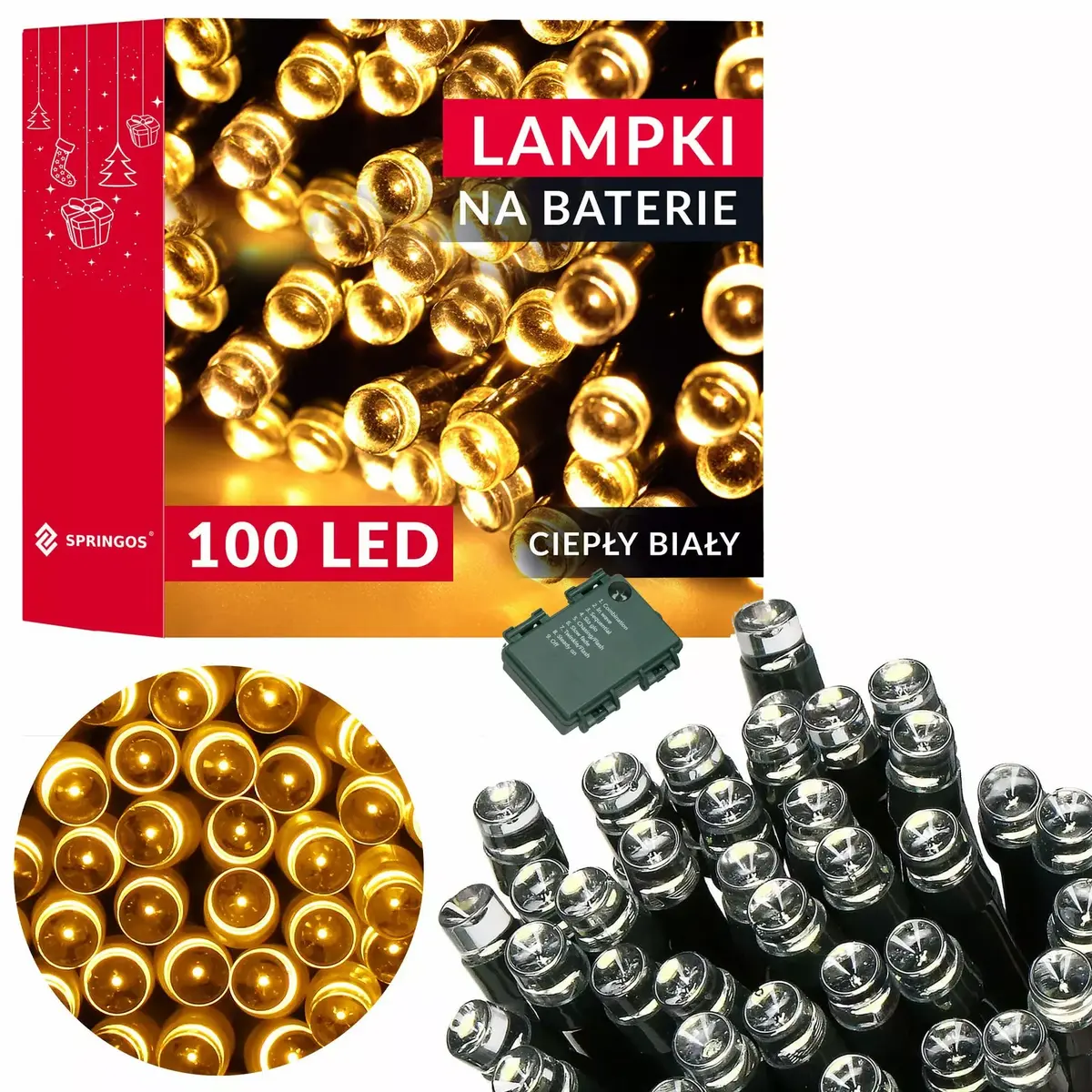 LED bateriju lampa Springos CL4030 — 100 LED Photo 8