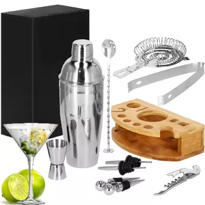 Bartender set Springos KI0012 — 12-piece silver cocktail shaker and bar tools