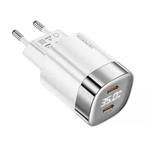 Charger Toocki TCTAC-ZXB01 2xC GaN 35W White – dual USB-C 35W fast charger