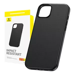 Vāciņš Baseus iPhone 15 Pro Max Fauxther Series Black — aizsargkorpuss ar mākslīgās ādas apdari