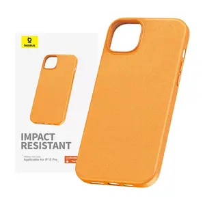 Phone case Baseus Fauxther Series for iPhone 15 Pro Max, orange