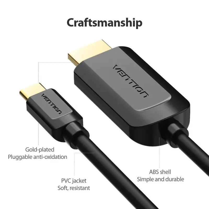 Vention Type-C to HDMI Cable 1.5M Black Photo 9