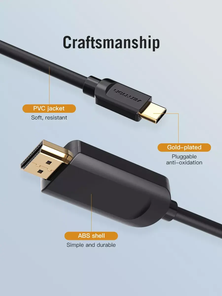 Vention Type-C to HDMI Cable 1.5M Black Photo 16