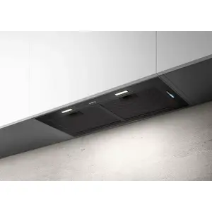 Built-in Elica fold-blk-80 hood, charcoal filter, 714×251×283 mm, 580 m³/h, noise 46–65 dB