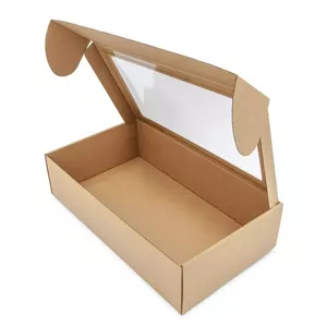 Dāvanu kārba Superbox 340x195x85 mm ar logu — brūna