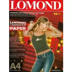 Lomond A4 termopārneses un tintes printeru papīrs, fluorescējošs, 10 loksnes