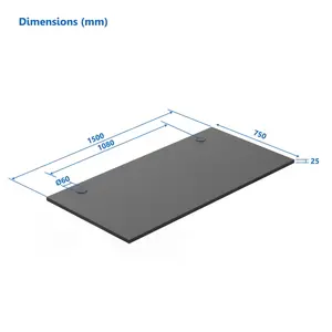 Table top up up KB-57051PT laminated particle board 1500×750×25 mm