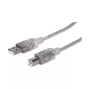 Manhattan 345408 USB kabelis 5 m USB 2.0 USB A USB B Sudrabs