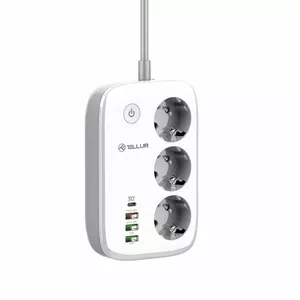 Сетевой удлинитель Tellur TLL331521 Smart WiFi с 3 розетками, PD 30W, QC 18W