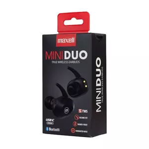 Austiņas MAXELL MINI DUO Bezvadu austiņas ar uzlādes korpusu Melnas