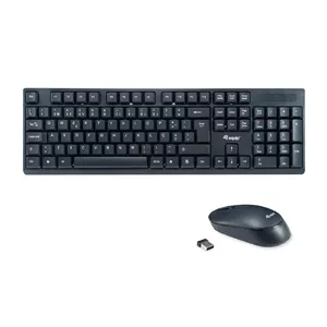 Equip 245222 клавиатура Мышь входит в комплектацию Беспроводной RF QWERTY Португальский Черный