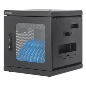 Portable Device Management Cabinet Manhattan 180924 Black 10 Devices Wall Mountable