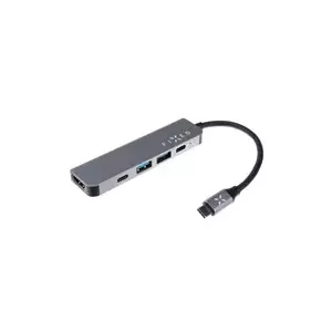 USB-C hubs FIXED FIXHU-MN-GR 5 porta mini priekš klēpjdatoriem un planšetdatoriem