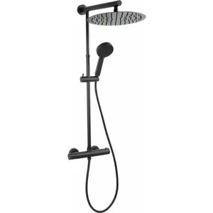 Душевой набор FERRO TREVI BLACK с термостатическим смесителем NP75-TRV7U-BL, черный