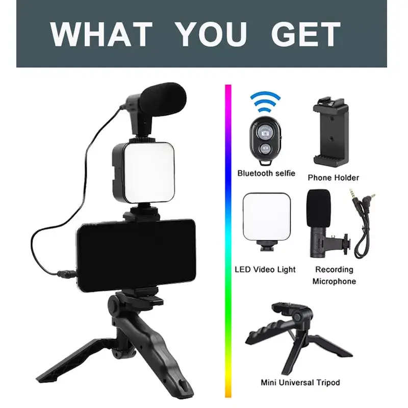 E-LIGHT Y9 Vlog Smartphone Kit with LED, Mic, and Tripod Photo 3