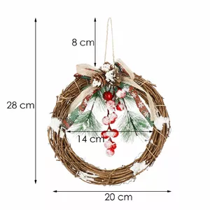 Springos CA1021 Artificial Christmas Wreath with Foliage and Berries 19 cm