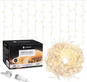 Dekoratīva aizkaru gaisma Springos CL0201 200 LED — iekštelpu virtenes aizkars