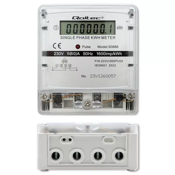 Vienfāzes elektroniskais skaitītājs QOLTEC 50888 230V Photo 8