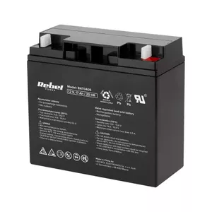 Гелевый свинцово-кислотный аккумулятор electro base 12В 17А·ч REBEL CSB-1217 с клеммами T1