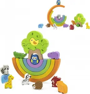 Wooden balance construction blocks set, viga toys 44590 — wooden stacking and balancing play blocks