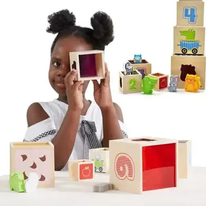 Koka kārtojamā piramīda Viga Toys modelis 6971608445729 – koka bloku komplekts kārtošanai