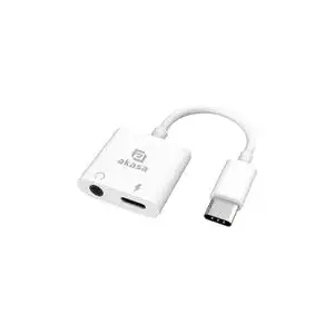 USB Type-C to 3.5mm Headphone Jack adapter Akasa AK-CBCA30-08WH with PD 15W charging