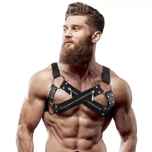 Нагрудная портупея FETISH SUBMISSIVE ATTITUDE D-235863 неопрена регулируемая с молниями