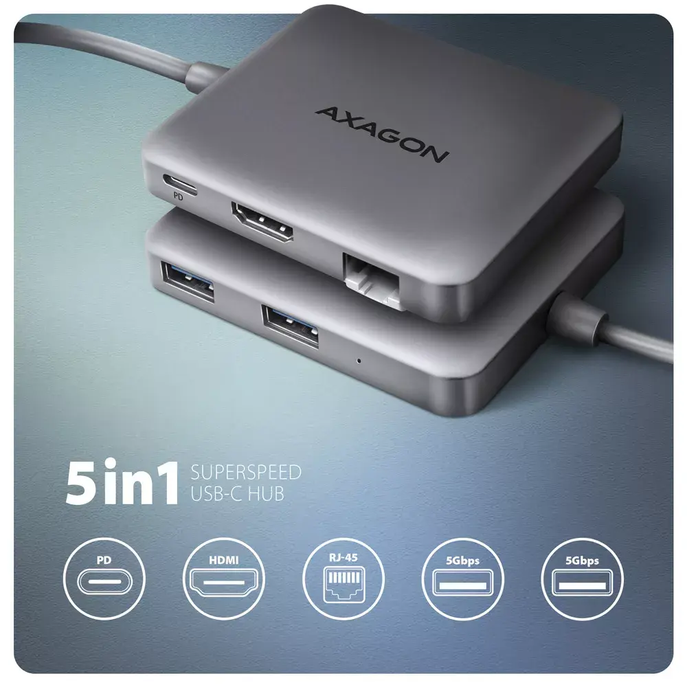 AXAGON USB-C 5in1 Hub HMC-5HL Photo 2